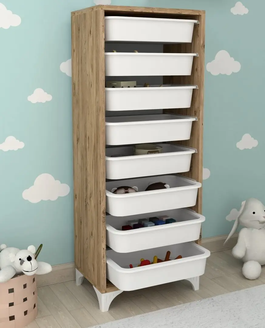 Container pentru jucării Fabulous cu 8 coșuri, pin
