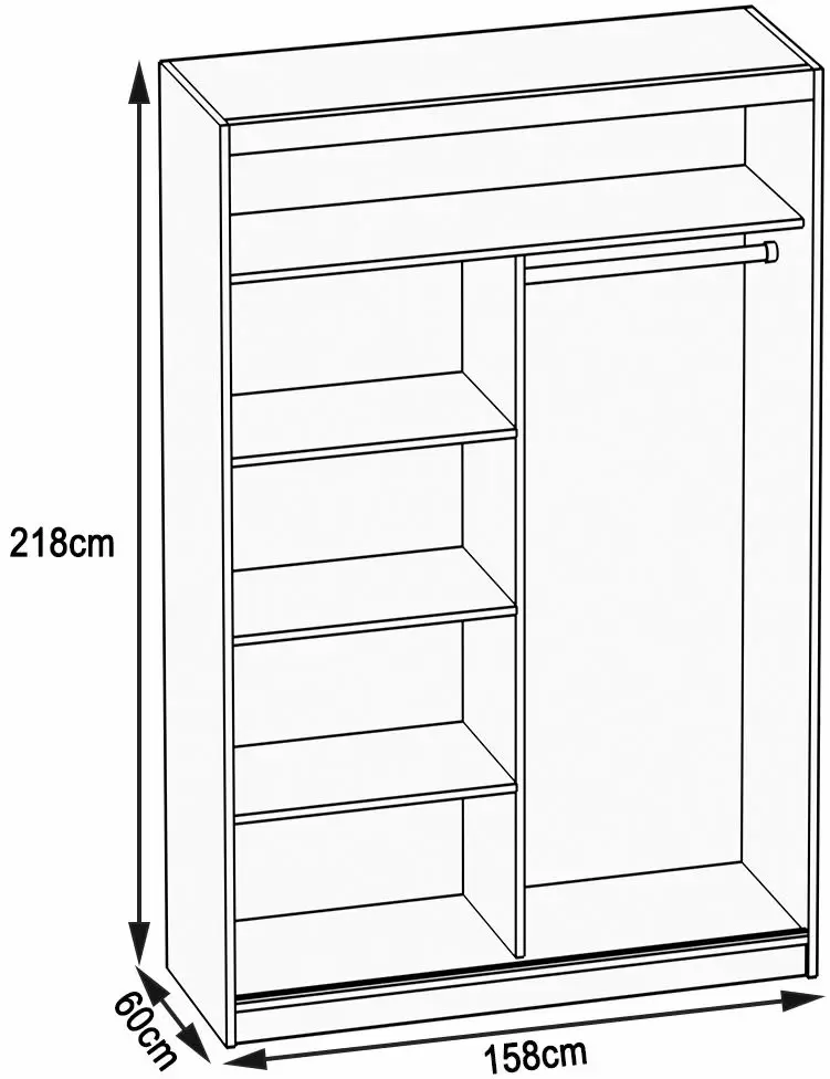 Dulap-cupe Belini MZ SZP3/0/B/DW/0/BL, stejar wotan/negru