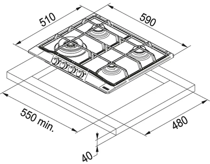Газовая панель Franke FHCL 604 3G TC PW C, бежевый