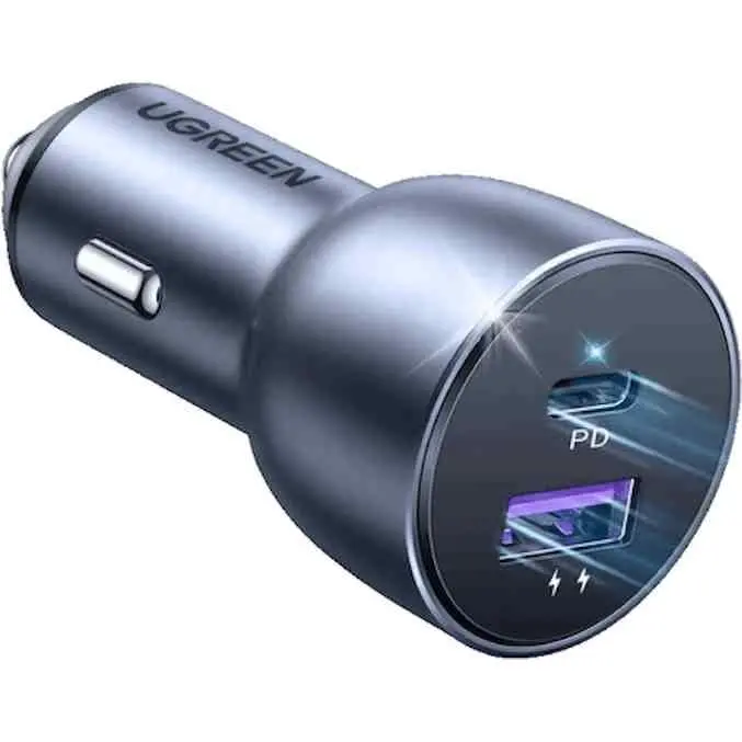 Автомобильная зарядка Ugreen USB-A + Type-C Aluminum 3A 52.5W, серый на tehnoparc.md Автомобильная зарядка Ugreen USB-A + Type-C Aluminum 3A 52.5W, серый