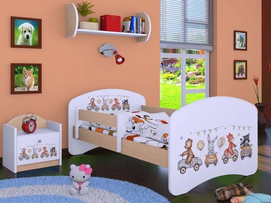 Тумба прикроватная Happy Babies Happy SZN02 Animals And Cars, белый/светлая груша