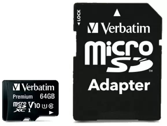 Карта памяти Verbatim microSDXC + adapter, 64ГБ