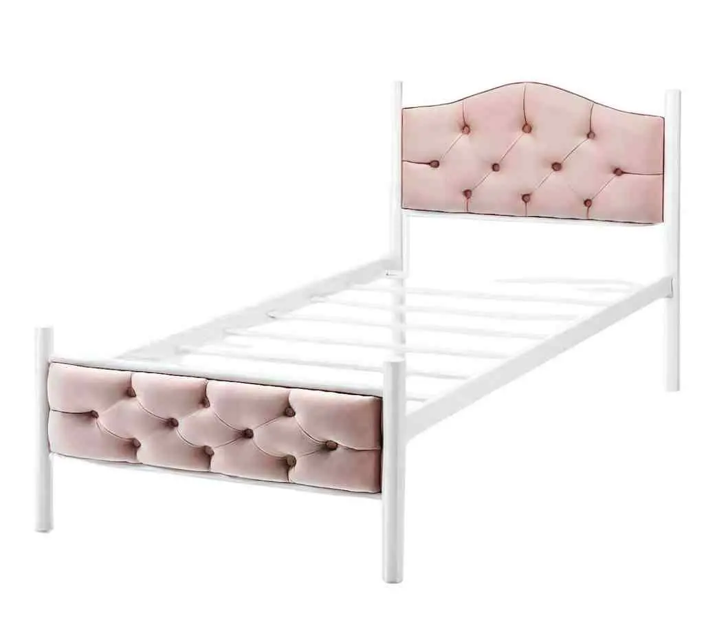 Кровать Evger K-500 90x190cm, белый/розовый