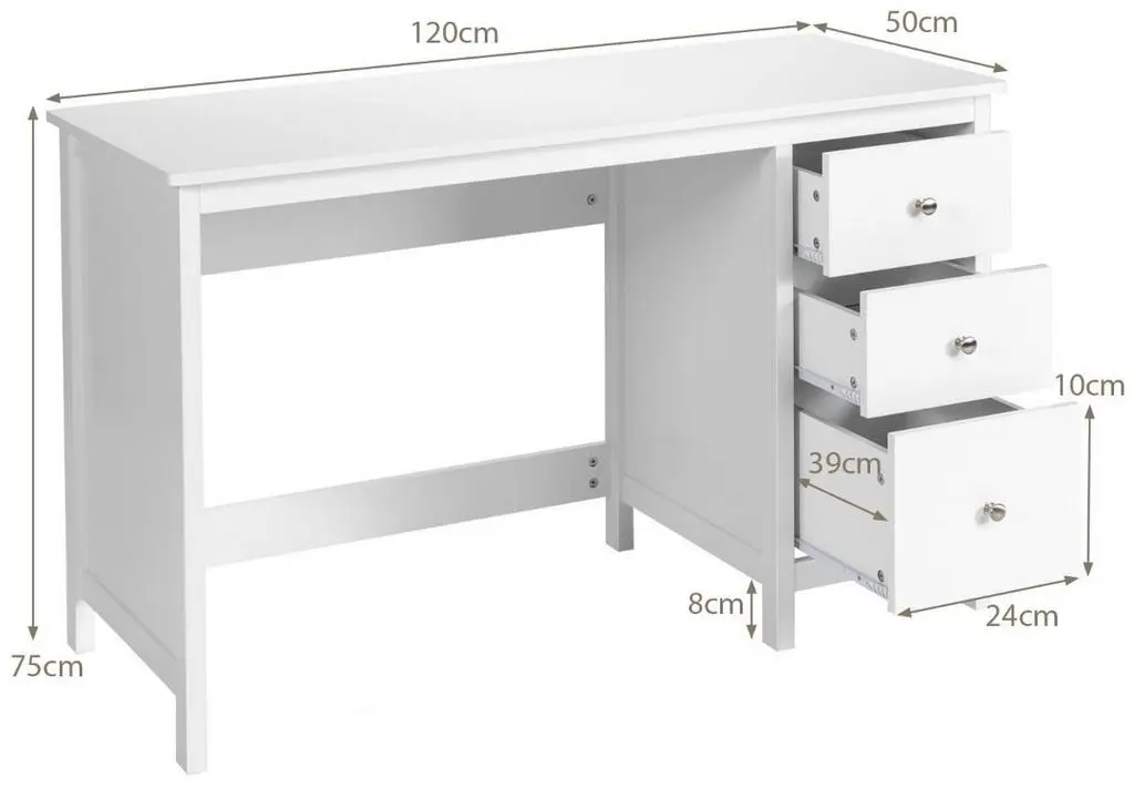 Masă de birou Costway CB10414WH, alb