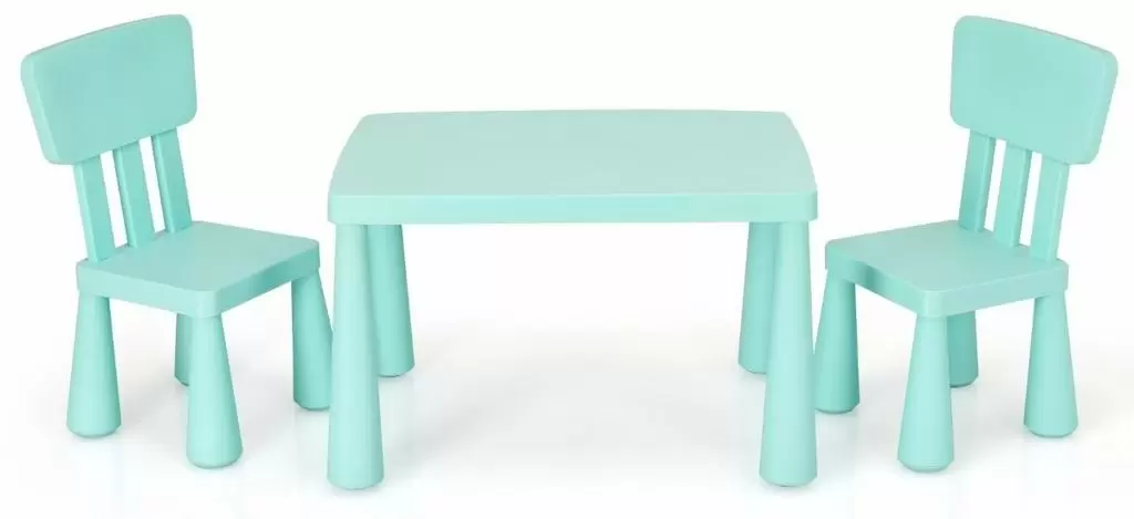 Набор столик + 2 стульчика Costway HW66810GN, мятный