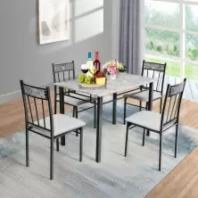 Set masă și scaune Costway HW61424, negru/gri