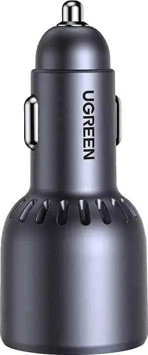 Încărcător auto Ugreen 2xType-C + USB-A Aluminum 75W, gri
