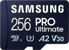 Карта памяти Samsung MicroSD PRO Ultimate Class 10 UHS-I U3 + SD adapter, 256ГБ
