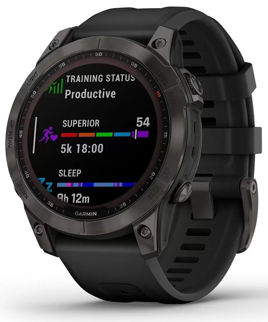 Умные часы Garmin fenix 7 Sapphire Solar, серый карбон с черным ремешком