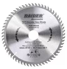 Disc de tăiere Raider 190x30x2.4mm 60T