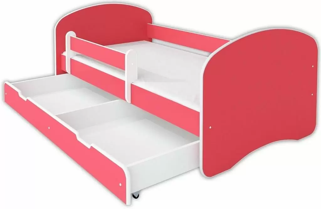 Детская кровать BellaLuni Happy III 90x180см с ящиком/матрасом, розовый