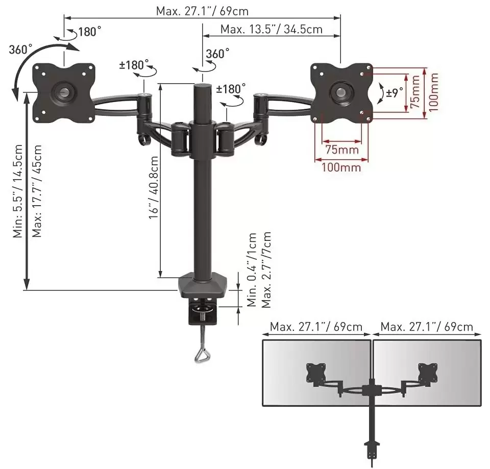 Suport pentru monitor Barkan E642, negru