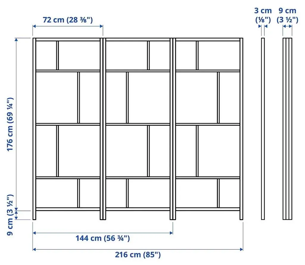 Paravan de cameră IKEA Risor 216x185cm, alb/negru