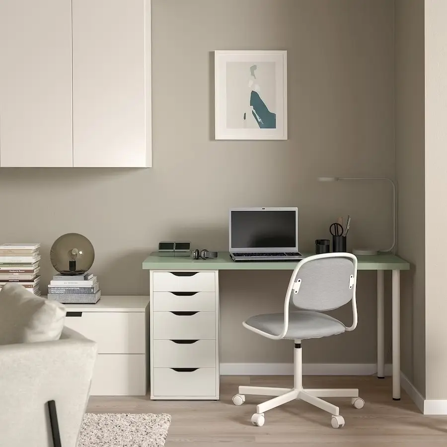 Masă de birou IKEA Lagkapten/Alex 140x60cm, verde deschis/alb