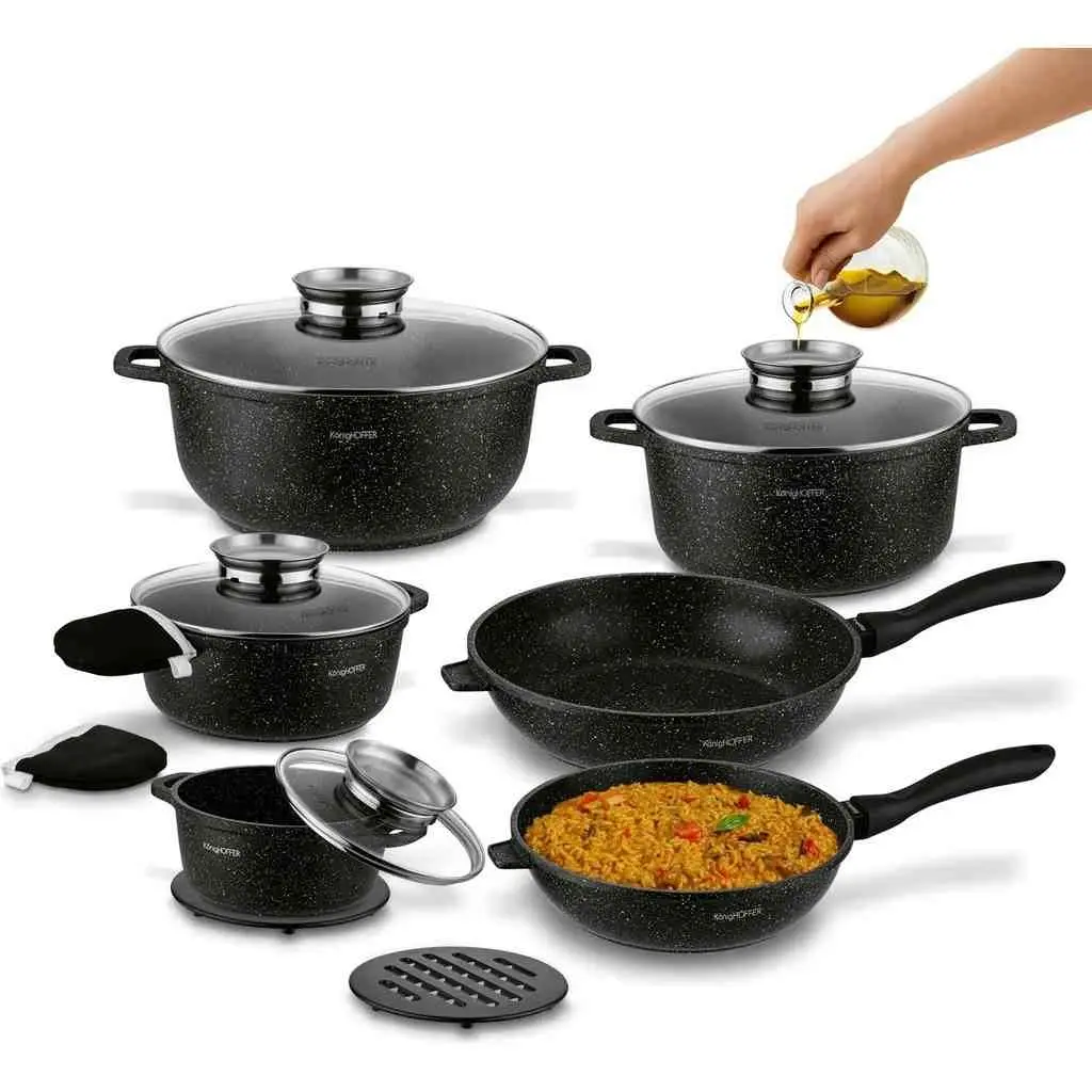 Set vase de gătit Konighoffer Pollo 14pcs, negru