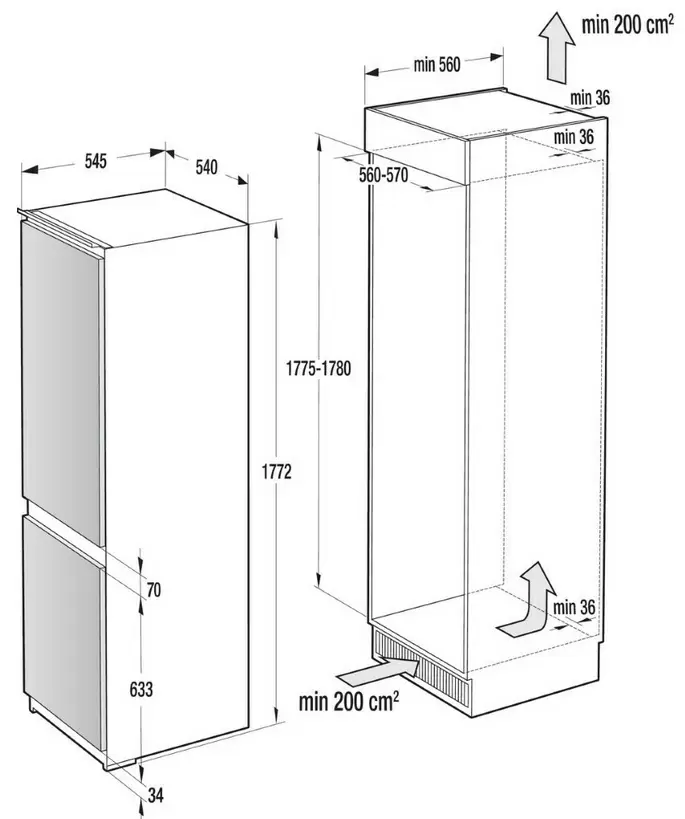 Встраиваемый холодильник Gorenje NRKI 4181 E3, белый