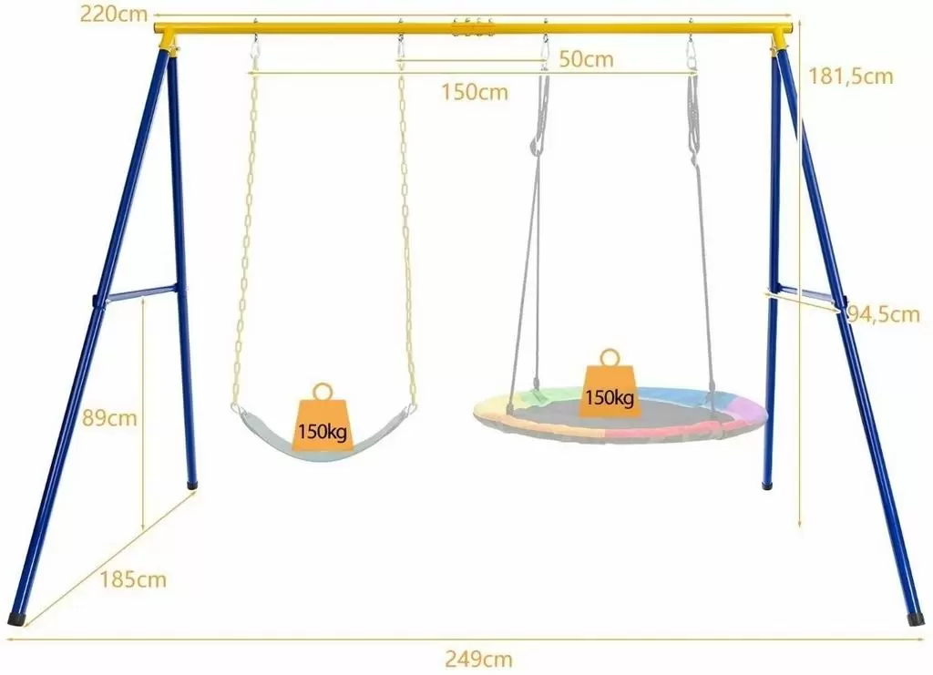 Стойка для качели Costway NP10525-1YE, синий/желтый