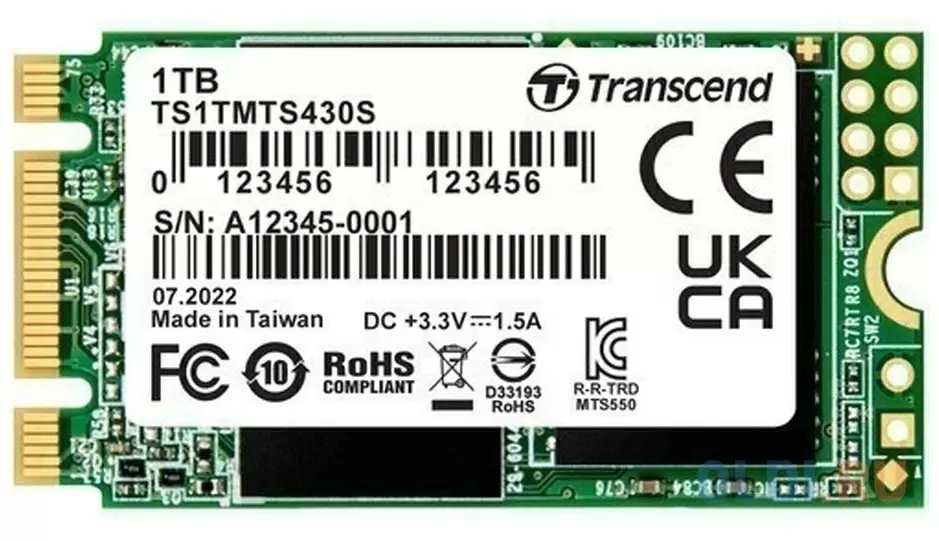 SSD накопитель Transcend MTS430S M.2 NVMe, 1TB