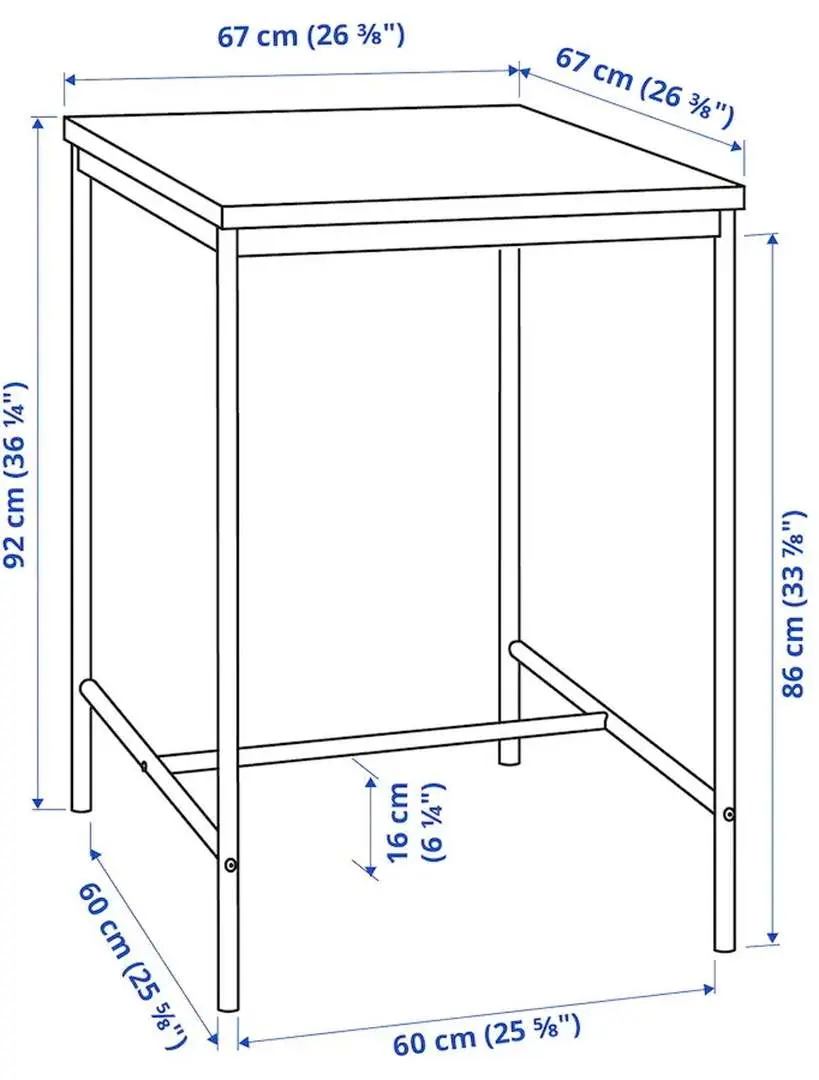 Masă IKEA Sandsberg 67x67x92cm, negru