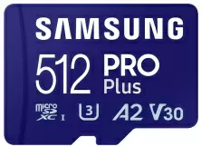 Карта памяти Samsung MicroSD PRO Plus Class 10 UHS-I U3 + SD adapter, 512GB