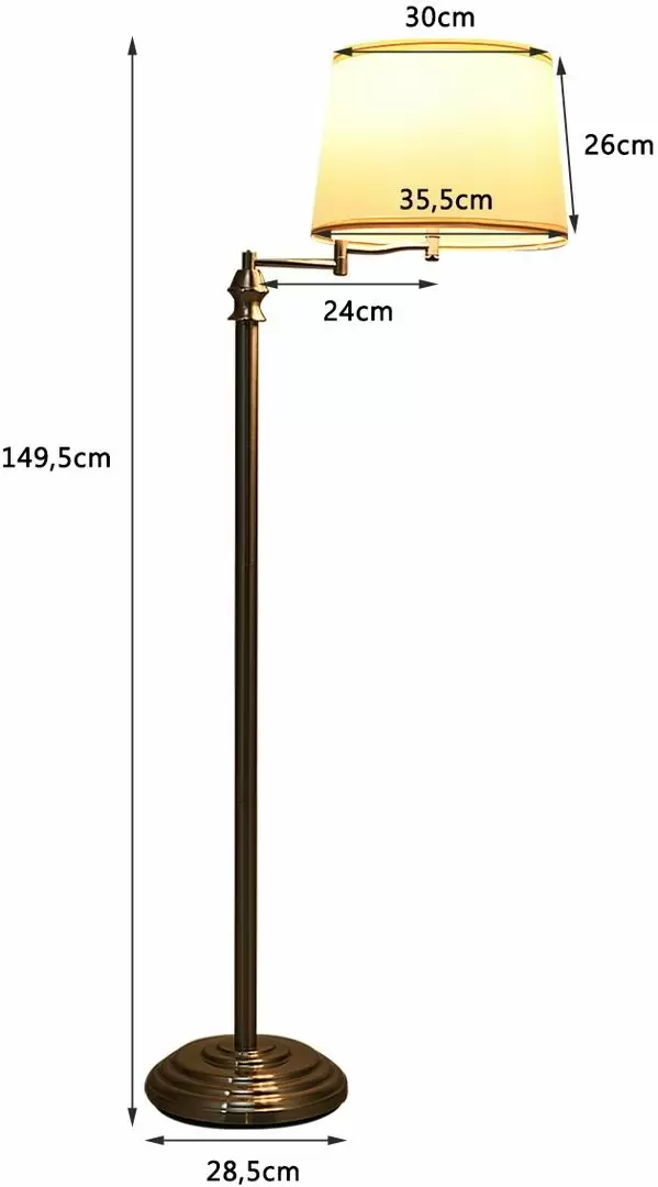 Lampadar Costway EP24501DE, nichel satinat/bej