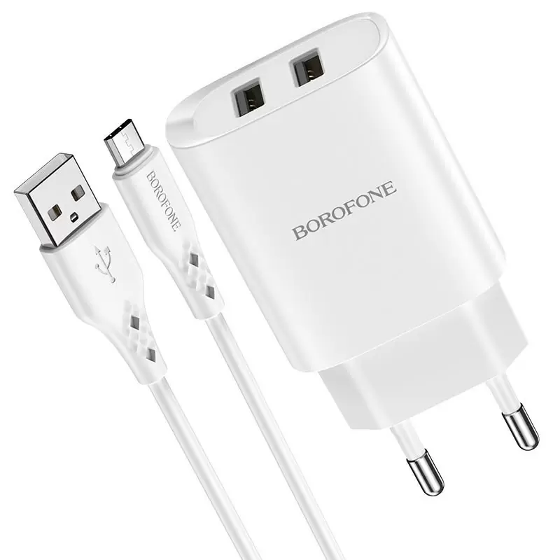 Încărcător Borofone BN2 with Micro-USB, alb