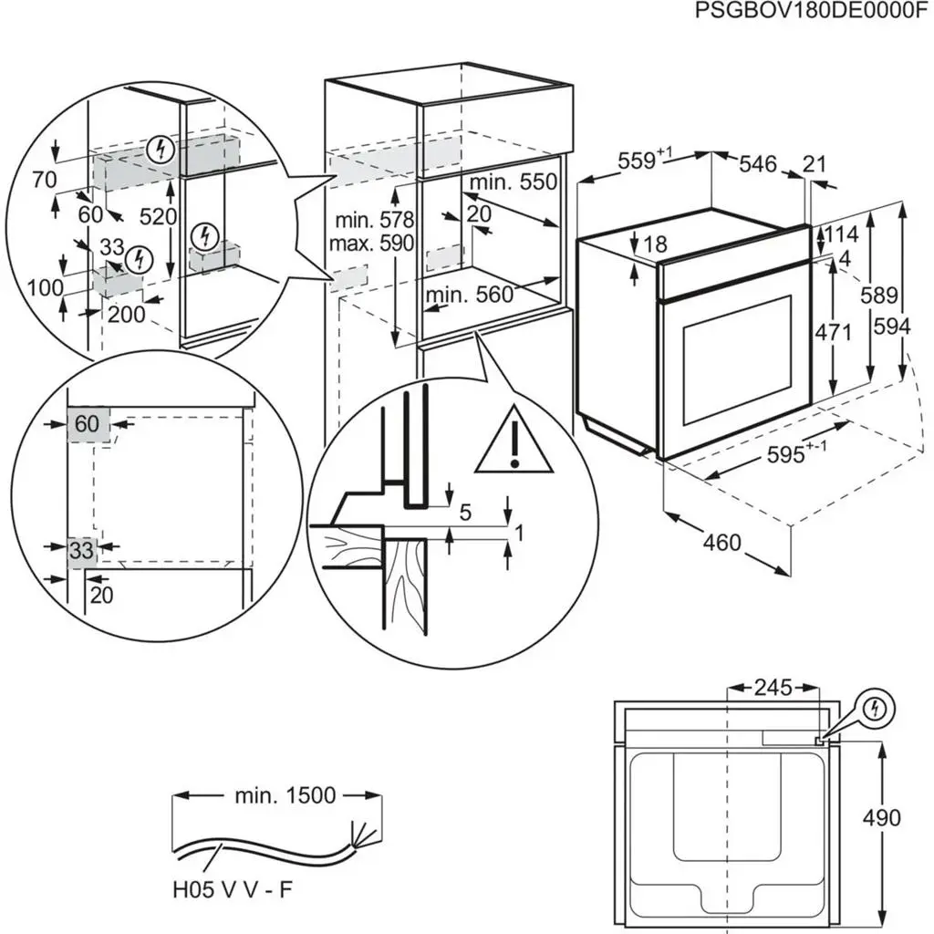 Plită incorporabilă electrică AEG OA5CB531AB, negru