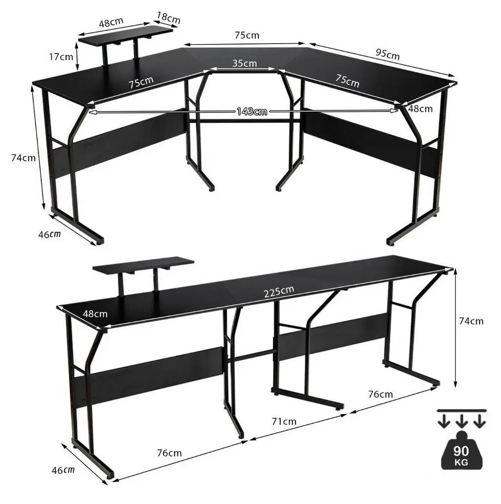 Masă de calculator Costway JV10155DK, negru