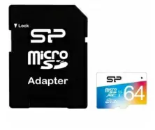 Карта памяти Silicon Power microSD Class10 U1 UHS-I + SD adapter, 64ГБ