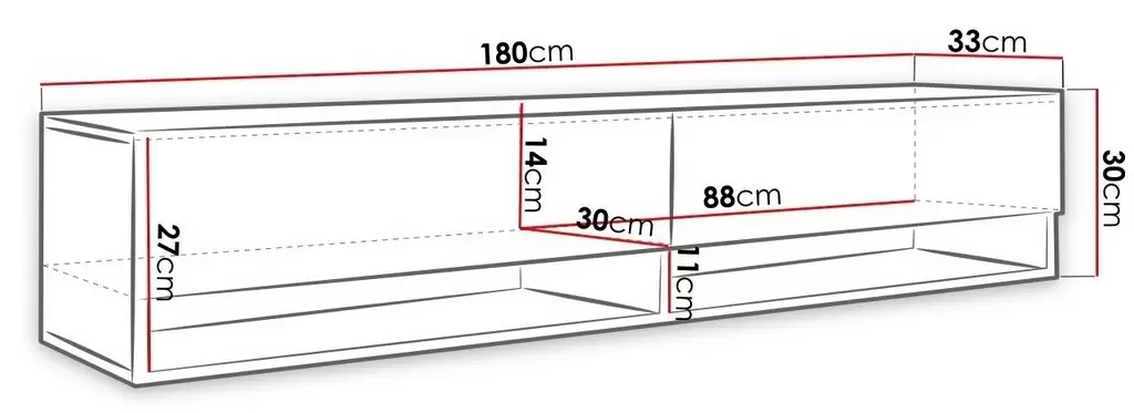 Тумба Mirjan24 Adenik/Cabinet A 180, черный глянец/дуб вотан