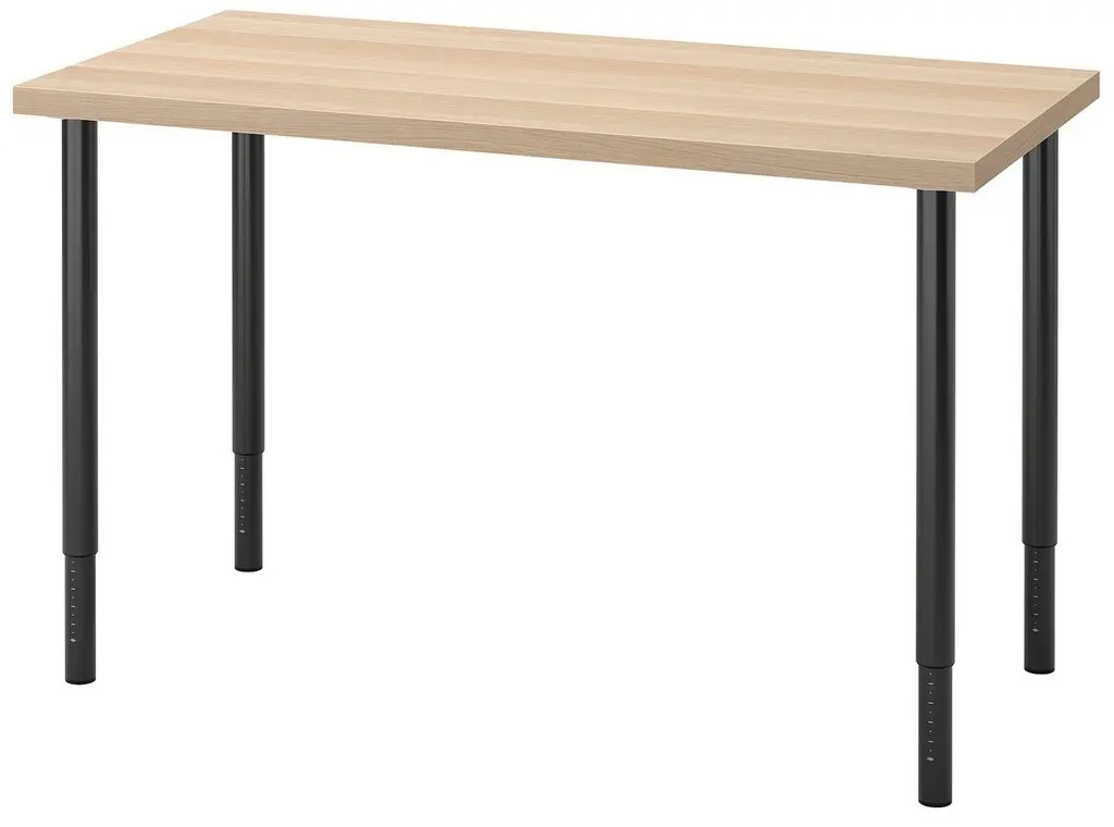 Masă de birou IKEA Lagkapten/Olov 120x60cm, stejar albit/negru
