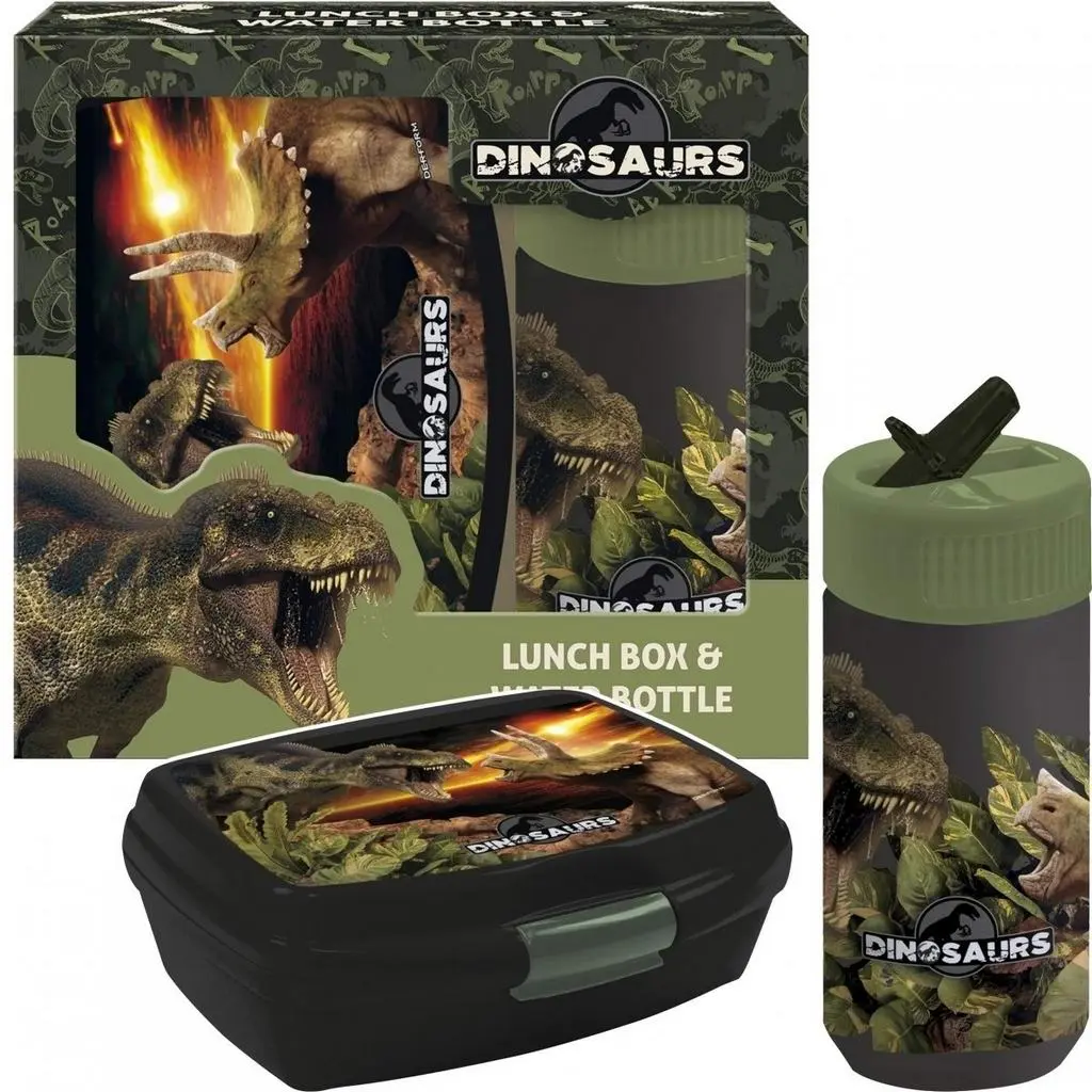 Набор ланч-бокс и бутылка для воды Derform Dinosaurs ZSBADN18