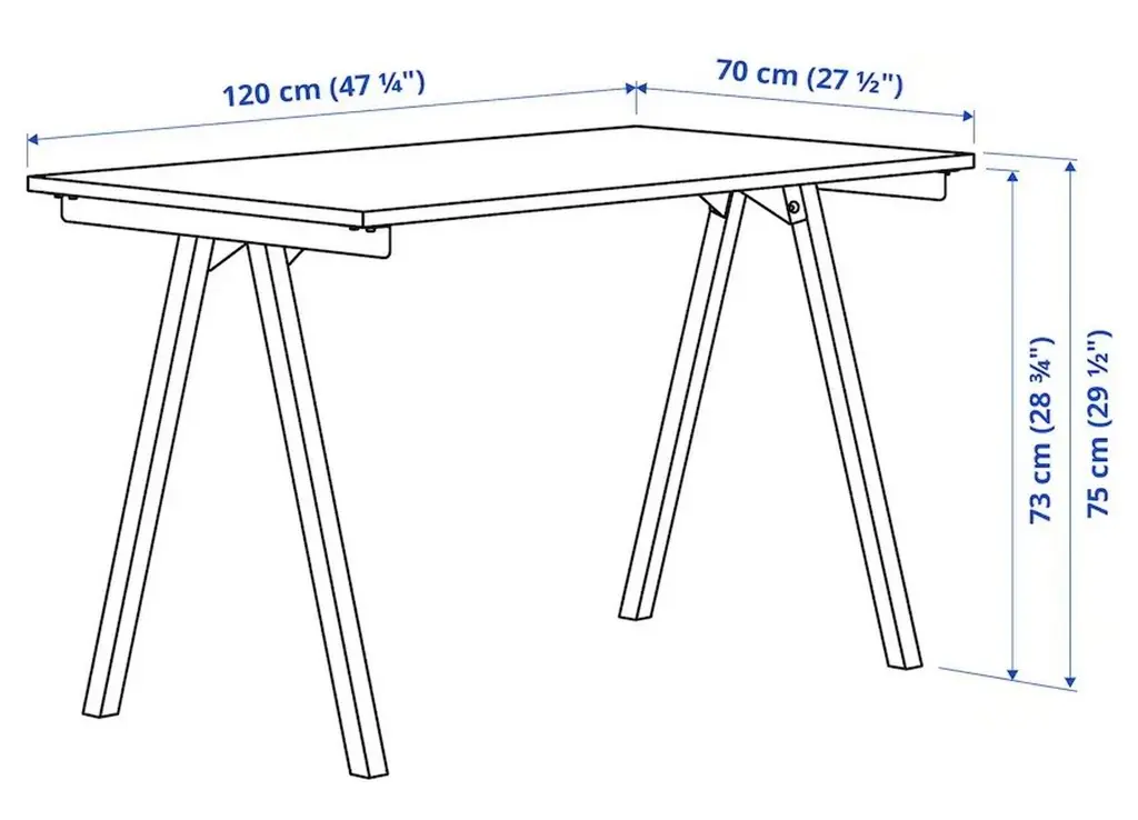 Masă de birou IKEA Trotten 120x70cm, bej/alb