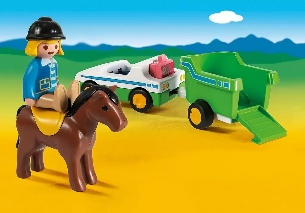 Set jucării Playmobil Car with Horse Trailer