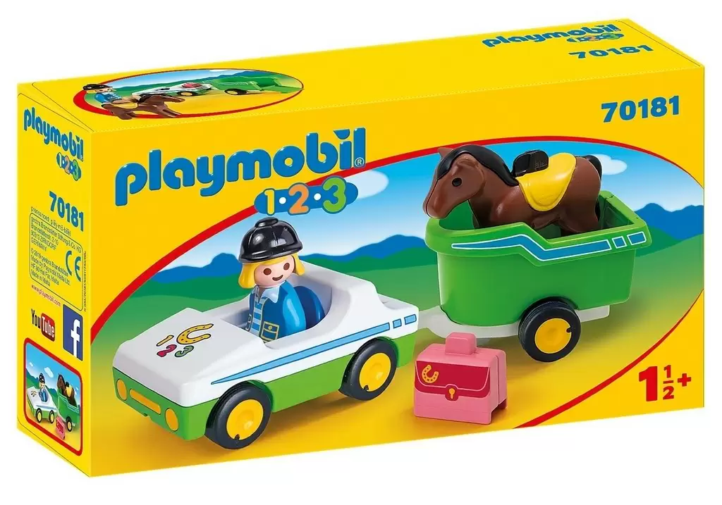 Set jucării Playmobil Car with Horse Trailer