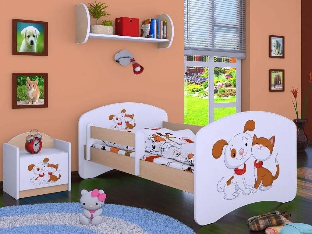 Тумба прикроватная Happy Babies Happy SZN02 Dog and Cat, белый/светлая груша на tehnoparc.md Тумба прикроватная Happy Babies Happy SZN02 Dog and Cat, белый/светлая груша