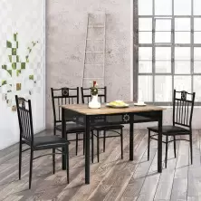 Set masă și scaune Costway HW66276BK, lemn/negru