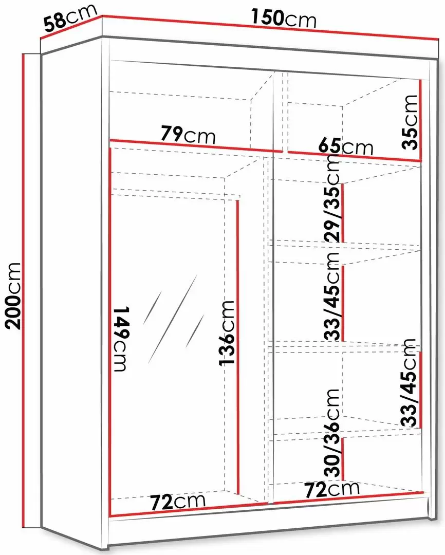 Dulap-cupe Space Meble Flavio III 150x200x58cm, negru mat