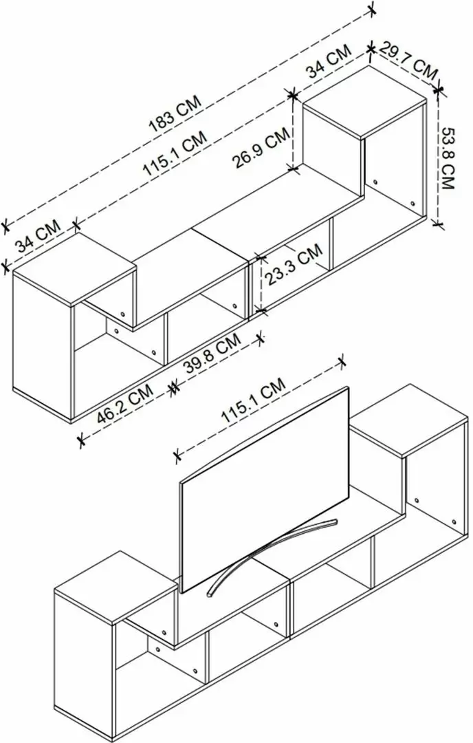 Tumbă pentru TV Fabulous 183x53.8x29.7cm, antracit