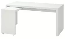 Masă de birou IKEA Malm cu tablie culisantă 151x65cm, alb