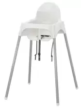 Scaun de masă IKEA Antilop înalt/centură de siguranță, alb/argintiu