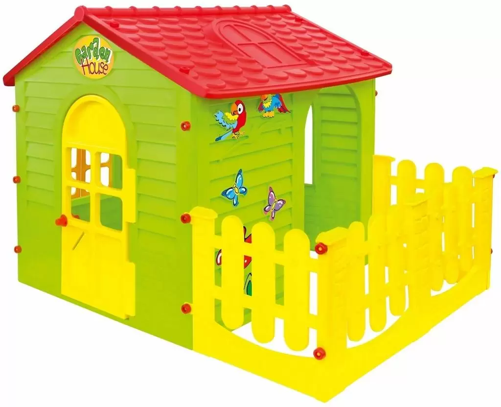 Căsuță de joacă MochToys 165x120x120.5cm, verde/galben