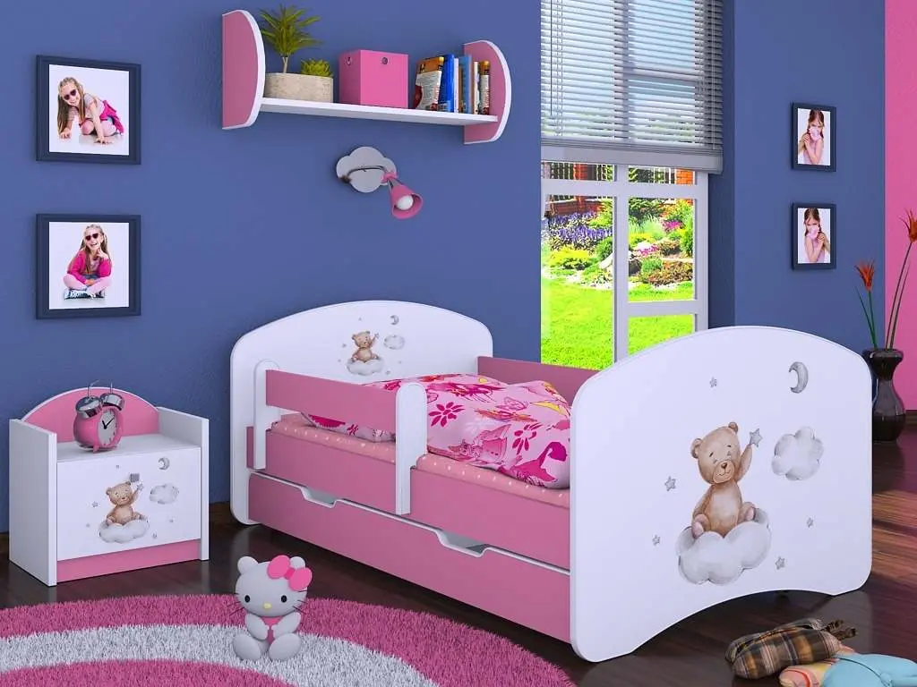 Тумба прикроватная Happy Babies Happy SZN02 Bear On Cloud, белый/розовый на tehnoparc.md Тумба прикроватная Happy Babies Happy SZN02 Bear On Cloud, белый/розовый
