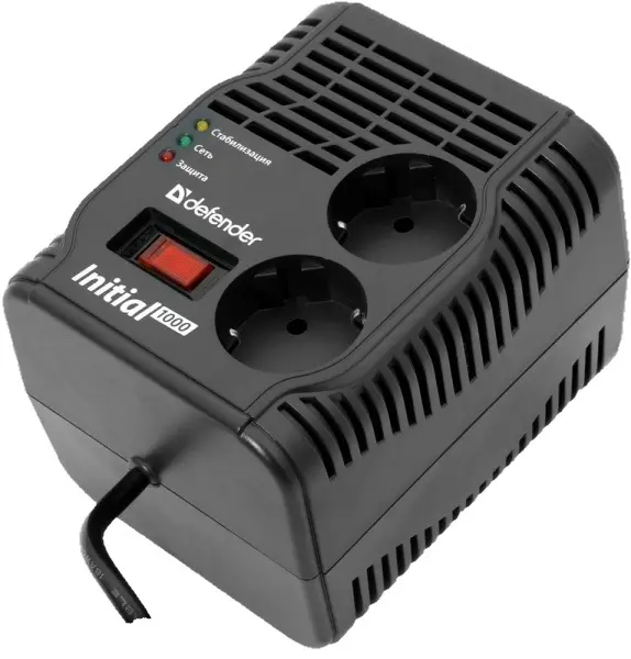 Stabilizator de tensiune Defender AVR Initial 1000, negru