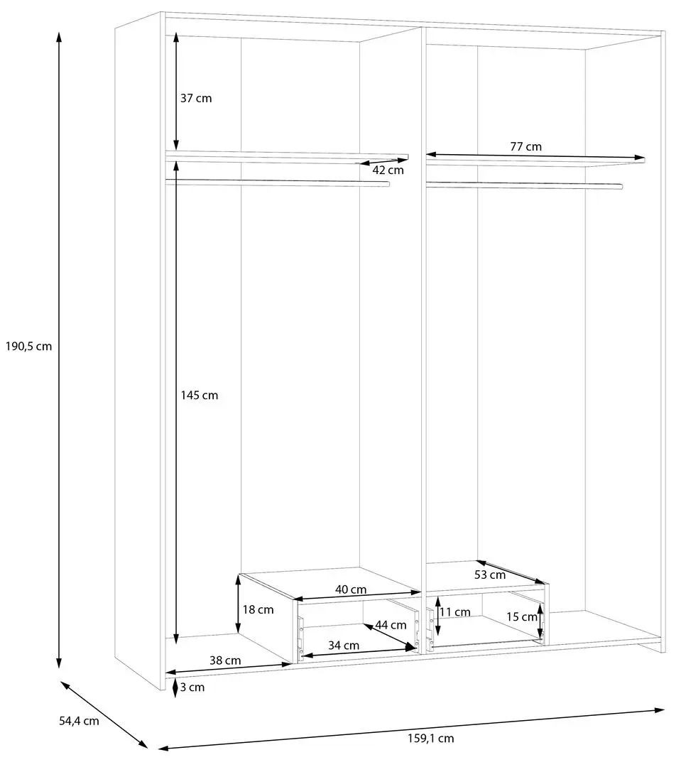 Шкаф Fortuna Econobox 159x190см, белый/дуб пуччини