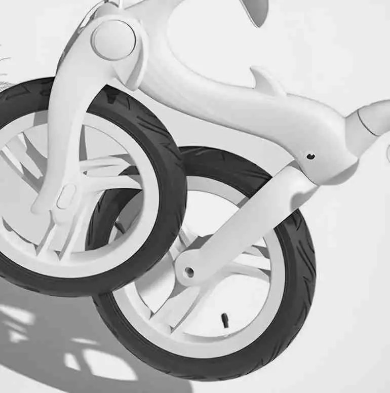 Bicicleta fără pedale pliabilă 4Play Dolphin, alb/negru