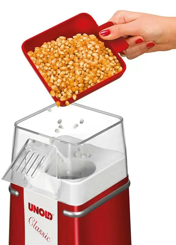 Aparat de popcorn Unold Classic, roșu/argintiu/alb