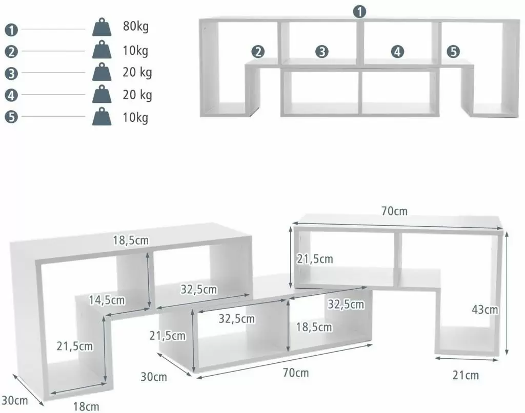 Tumbă pentru TV Costway HV10438WH, alb