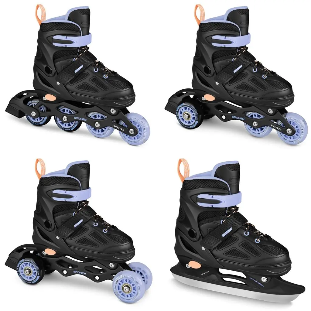 Роликовые коньки Spokey Quattro 4in1 38-41 (943431), черный/фиолетовый на tehnoparc.md Роликовые коньки Spokey Quattro 4in1 38-41 (943431), черный/фиолетовый