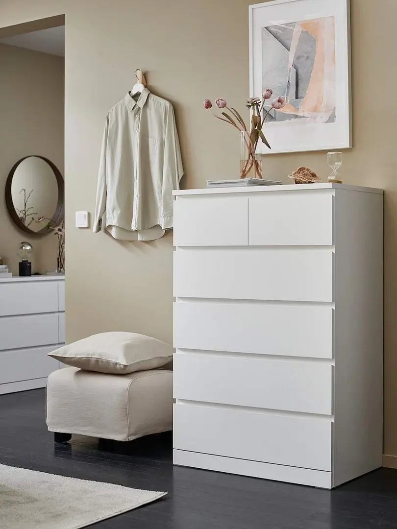 Comodă IKEA Malm 6 sertare 80x123cm, alb